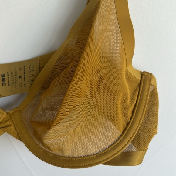 CUUP The Plunge Bra Yellow Underwire Mesh Sheer 36c - Picture 4 of 7
